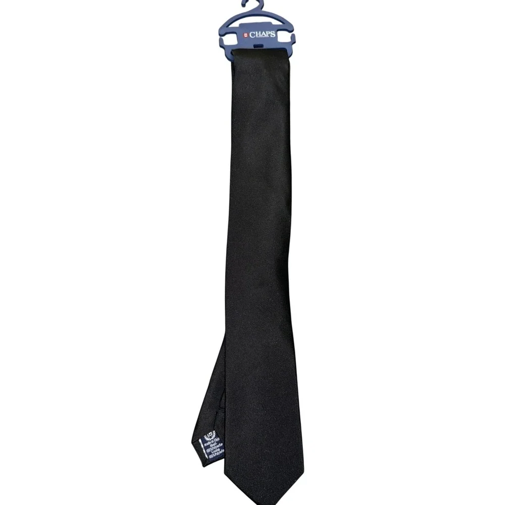 Chaps Boys Solid Black Necktie Gingham Lining Formal Wedding School Suit NWT